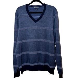 Brooks Brothers Men’s V Neck Cotton/Cashmere/Silk Blend Sweater Blue Size Large